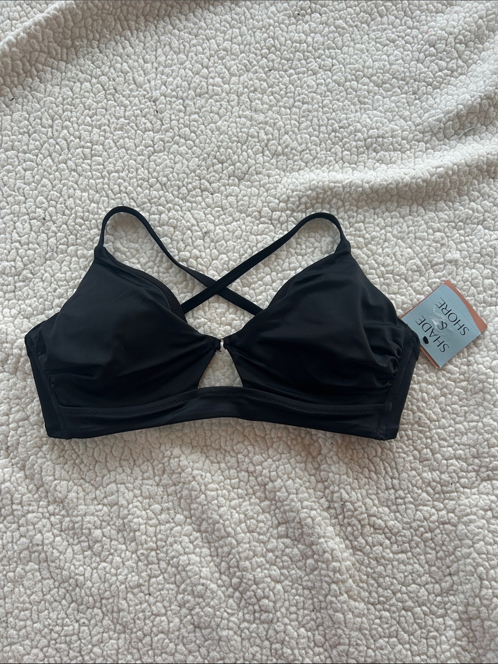 Shade & Shore Black Cross-Strap Bikini Top